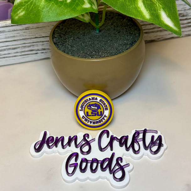 Purple & Gold Tiger Silicone Focal Bead | Game Day Craft Supplies