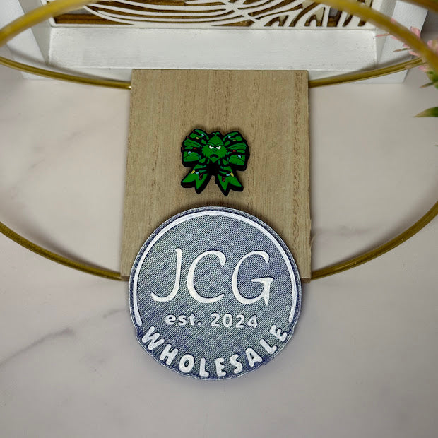 Grinchy Glam Bow Silicone Focal Bead | Christmas Holiday Craft Supplies