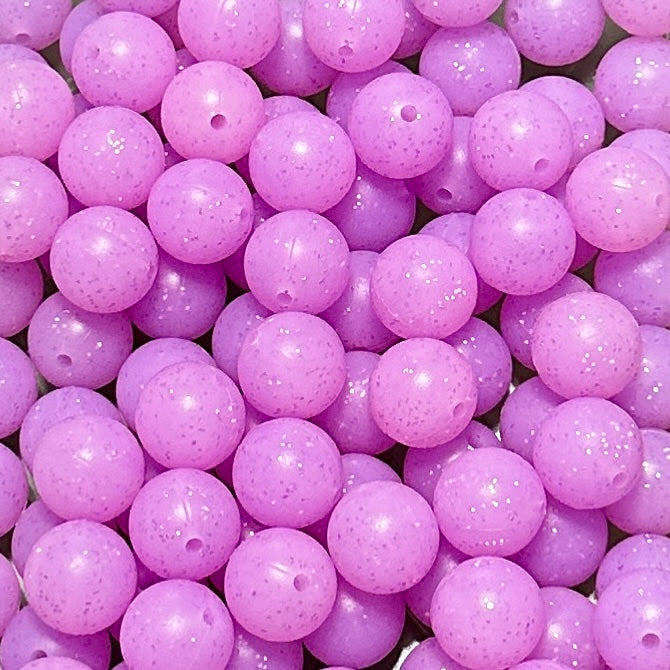 Violet Glitter - 15mm Round Silicone