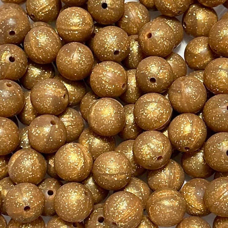Copper Glitter - 15mm Round Silicone
