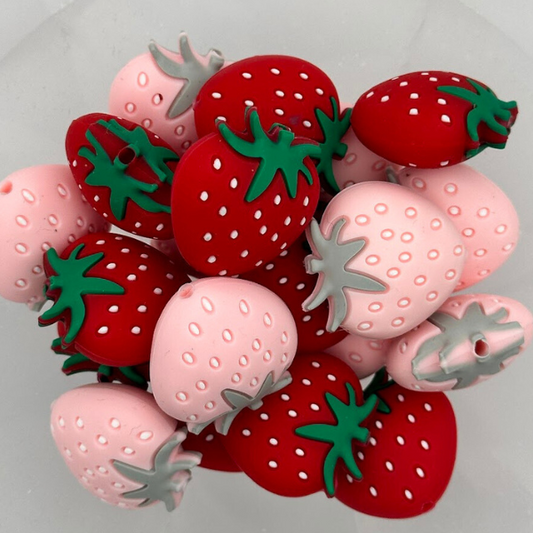 3D Strawberry Focal Bead