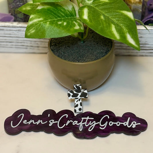 Cow Print Cross Silicone Focal Bead | Farmhouse Craft Supplies