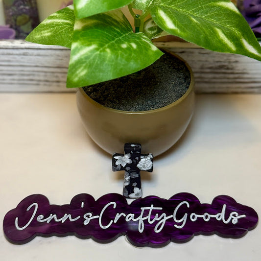 Midnight Bloom Cross Silicone Focal Bead | Faith Craft Supplies