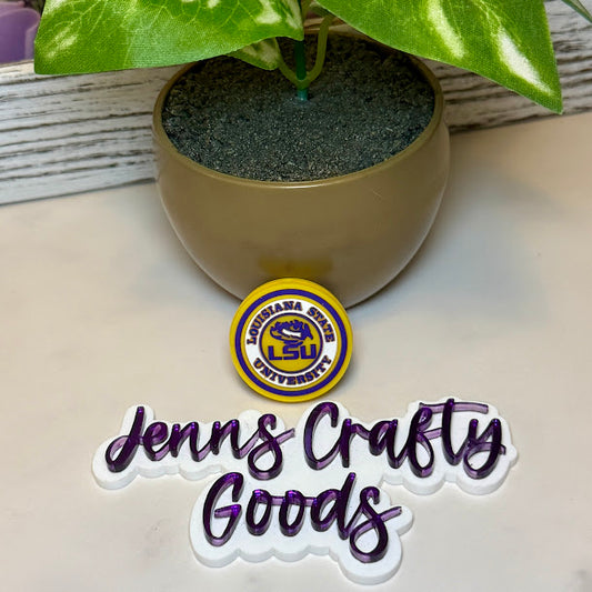 Purple & Gold Tiger Silicone Focal Bead | Game Day Craft Supplies