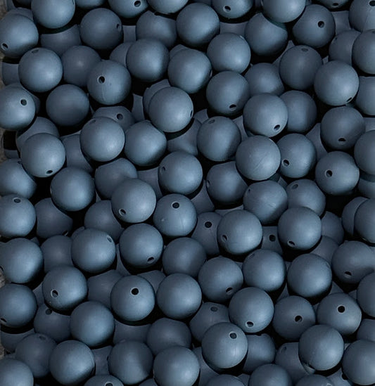 Charcoal - 15mm Round Silicone Bead | Craft Supply