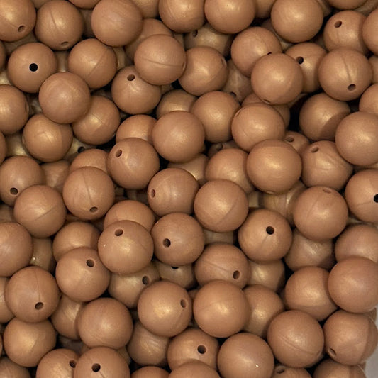 Rose Gold - 15mm Round Silicone Bead | Craft Supply