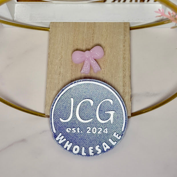 Frosted Blush Glitter Bow Silicone Focal Bead | Fun Sparkle Bow Craft Supplies
