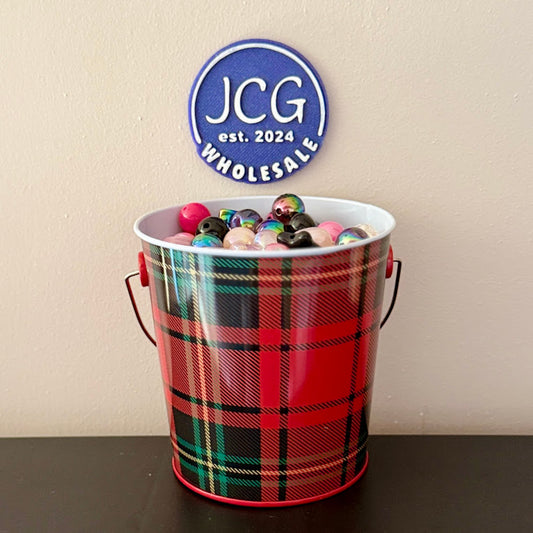 Acrylic Bead Scoop – Plaid Pail | 15 Scoops (~220 Beads, 18 oz)