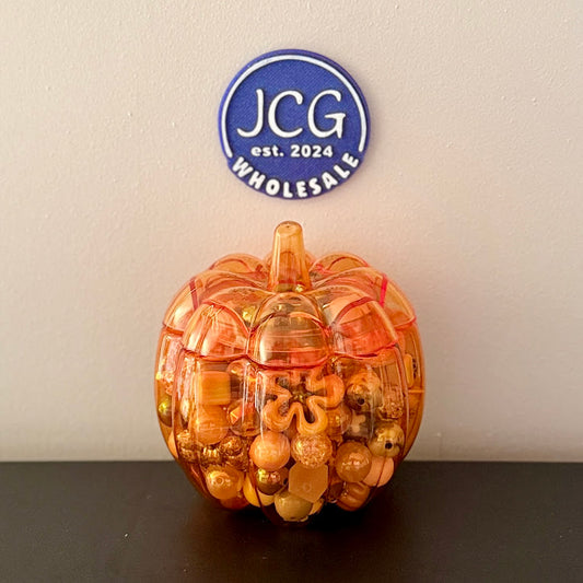 Acrylic Bead Scoop – Pumpkin Container | 10 Scoops (~150 Beads, 13 oz)
