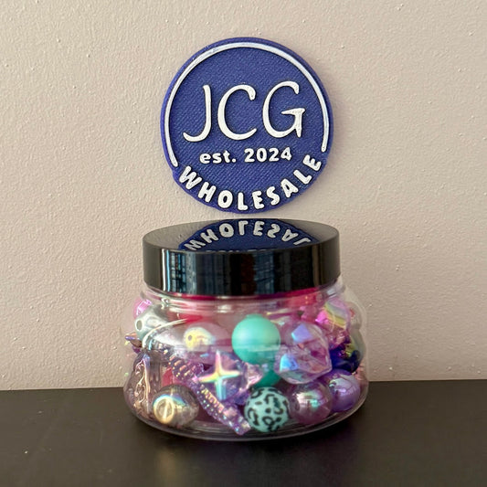 Acrylic Bead Scoop – Clear Jar w/ Black Lid | 4 Scoops (~70 Beads, 6 oz)