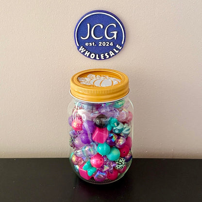 Acrylic Bead Scoop – Mason Jar w/ Fall Lid | 8 Scoops (~120 Beads, 10 oz)