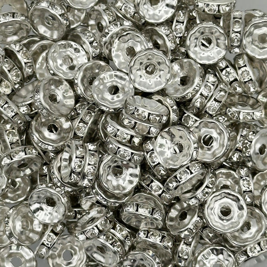 Silver - 10mm Rhinestone Spacer