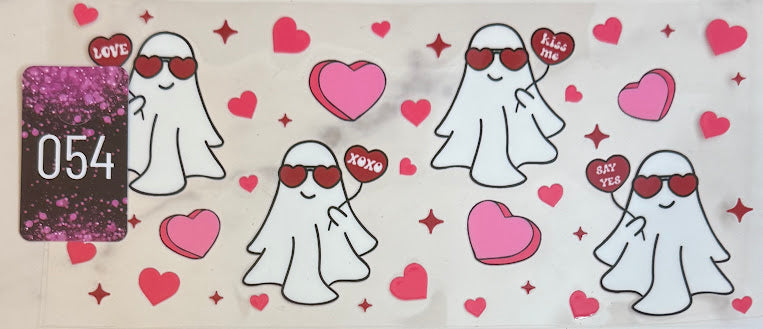 UV DTF Wrap | Valentine Ghost with Heart Glasses | 054
