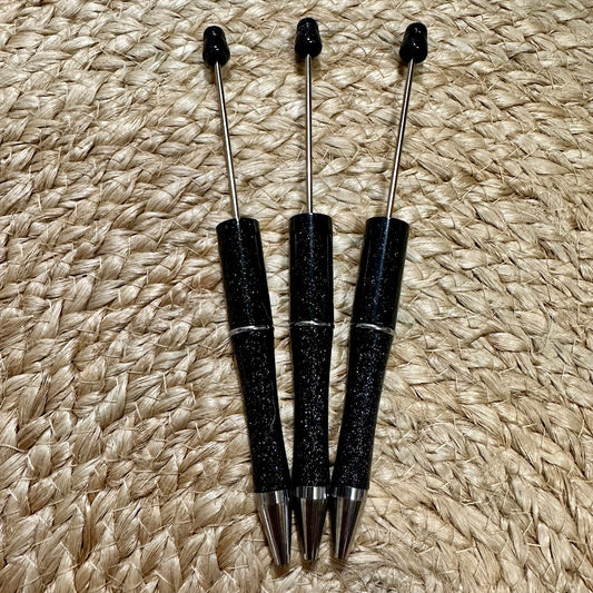 Black Glitter Beadable Pen