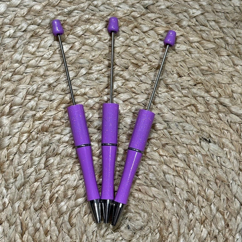 Purple Glitter Beadable Pen