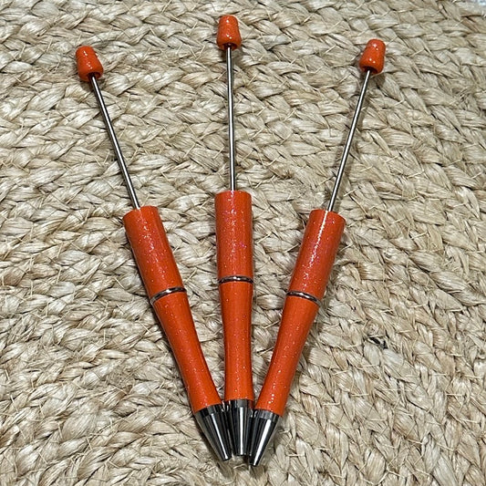 Burnt Orange Glitter Beadable Pen