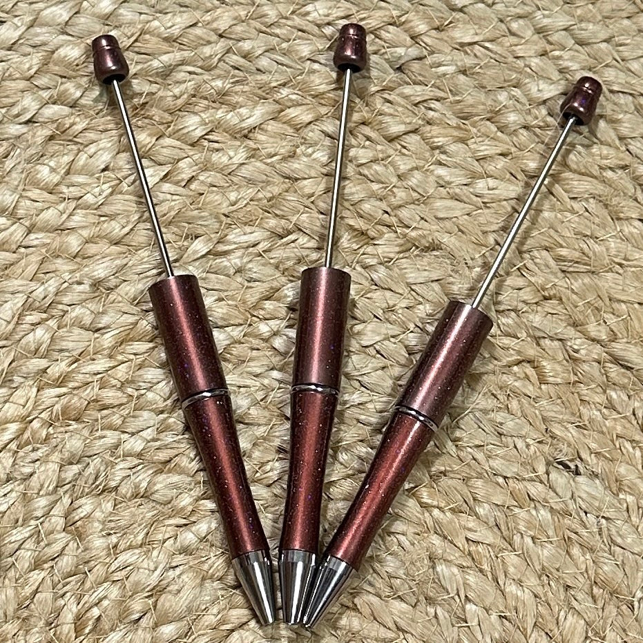 Maroon Glitter Beadable Pen