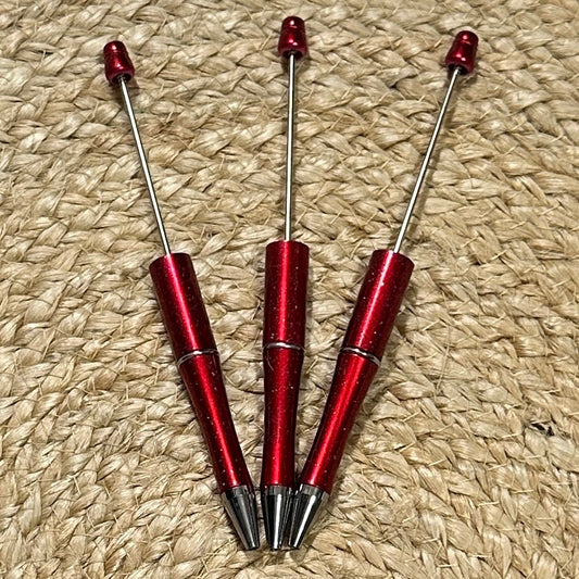 Red Glitter Beadable Pen