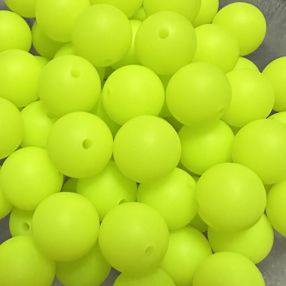 Neon Yellow - 15mm Round Silicone
