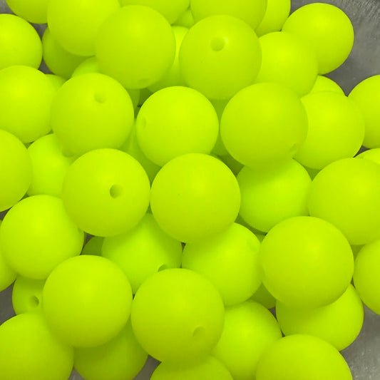 Neon Yellow - 15mm Round Silicone