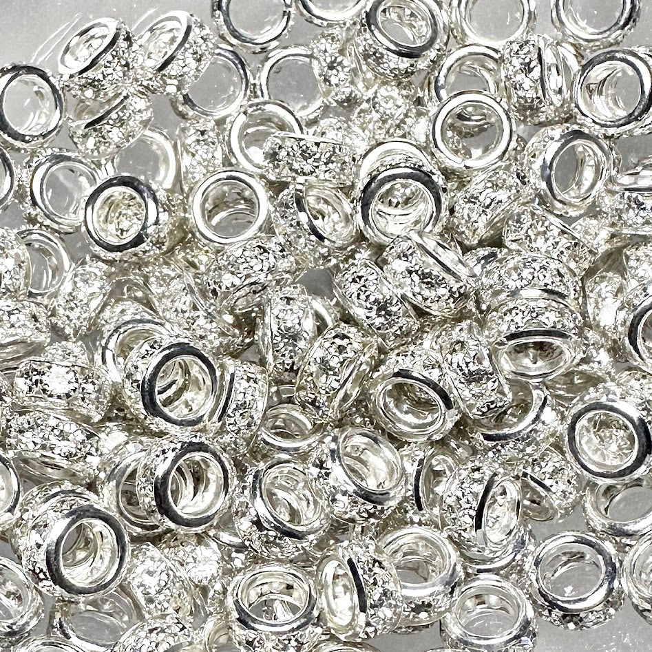 Chunky Silver - 10mm Rhinestone Spacer