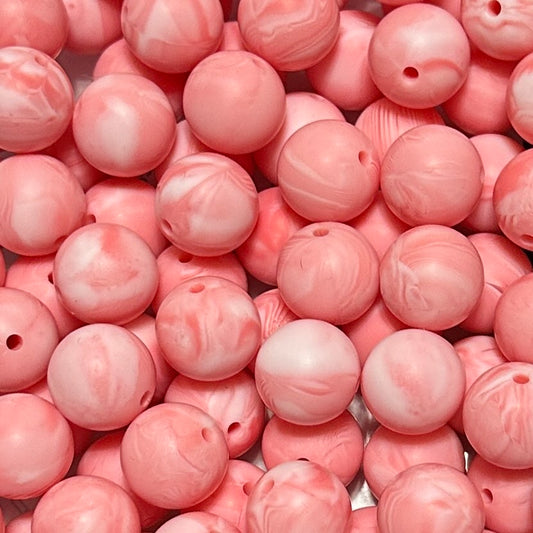 Coral Marble - 15mm Round Silicone