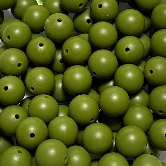 Army Green - 15mm Round Silicone