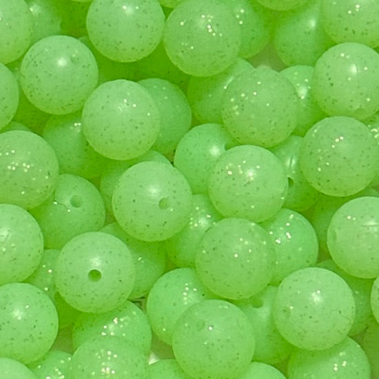 Green Glitter - 15mm Round Silicone