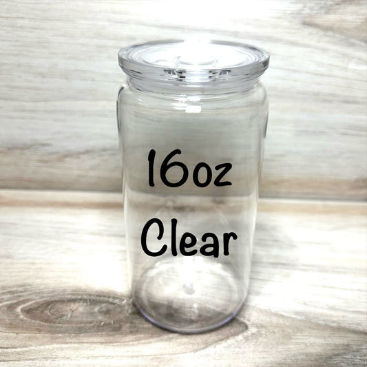 Blank 16oz Plastic Can Cup - Clear